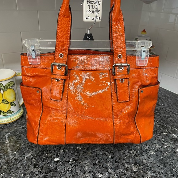SALE Jaeger orange patent leather bag - Picture 1 of 4